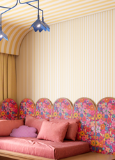 Papel de Parede Infantil - Listrado Fino Regular Amarelo Radiante